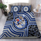 North Melbourne Kangaroos Bedding Set Indigenous Monochrome Dot Art Mascot Style