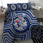 North Melbourne Kangaroos Bedding Set Indigenous Monochrome Dot Art Mascot Style