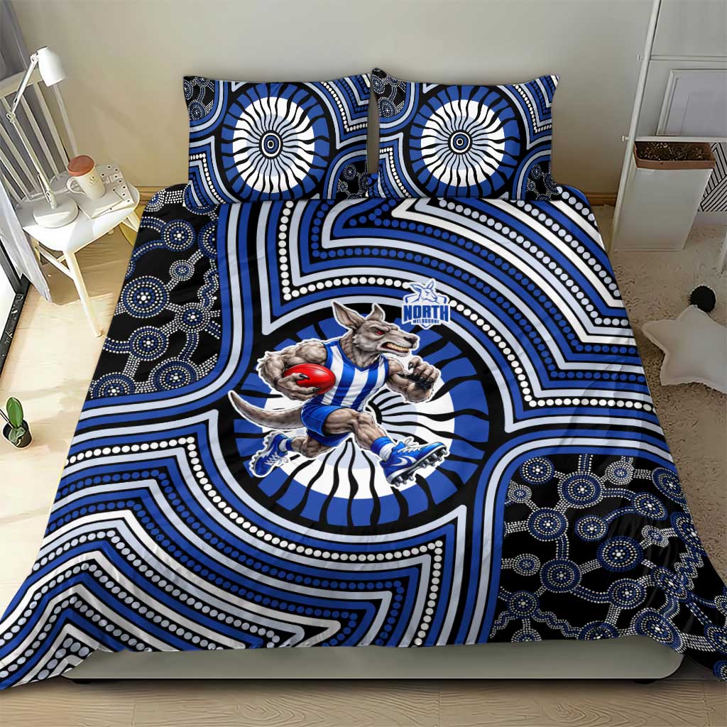 North Melbourne Kangaroos Bedding Set Indigenous Monochrome Dot Art Mascot Style