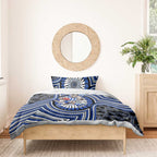 North Melbourne Kangaroos Bedding Set Indigenous Monochrome Dot Art Mascot Style