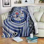 North Melbourne Kangaroos Blanket Indigenous Monochrome Dot Art Mascot Style