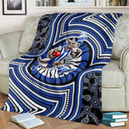 North Melbourne Kangaroos Blanket Indigenous Monochrome Dot Art Mascot Style