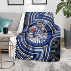 North Melbourne Kangaroos Blanket Indigenous Monochrome Dot Art Mascot Style