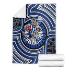 North Melbourne Kangaroos Blanket Indigenous Monochrome Dot Art Mascot Style