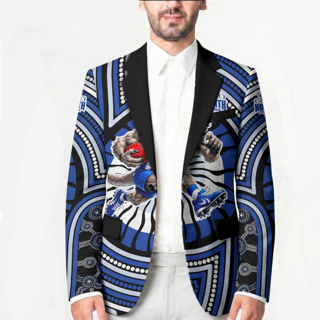 North Melbourne Kangaroos Blazer Indigenous Monochrome Dot Art Mascot Style