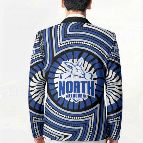 North Melbourne Kangaroos Blazer Indigenous Monochrome Dot Art Mascot Style