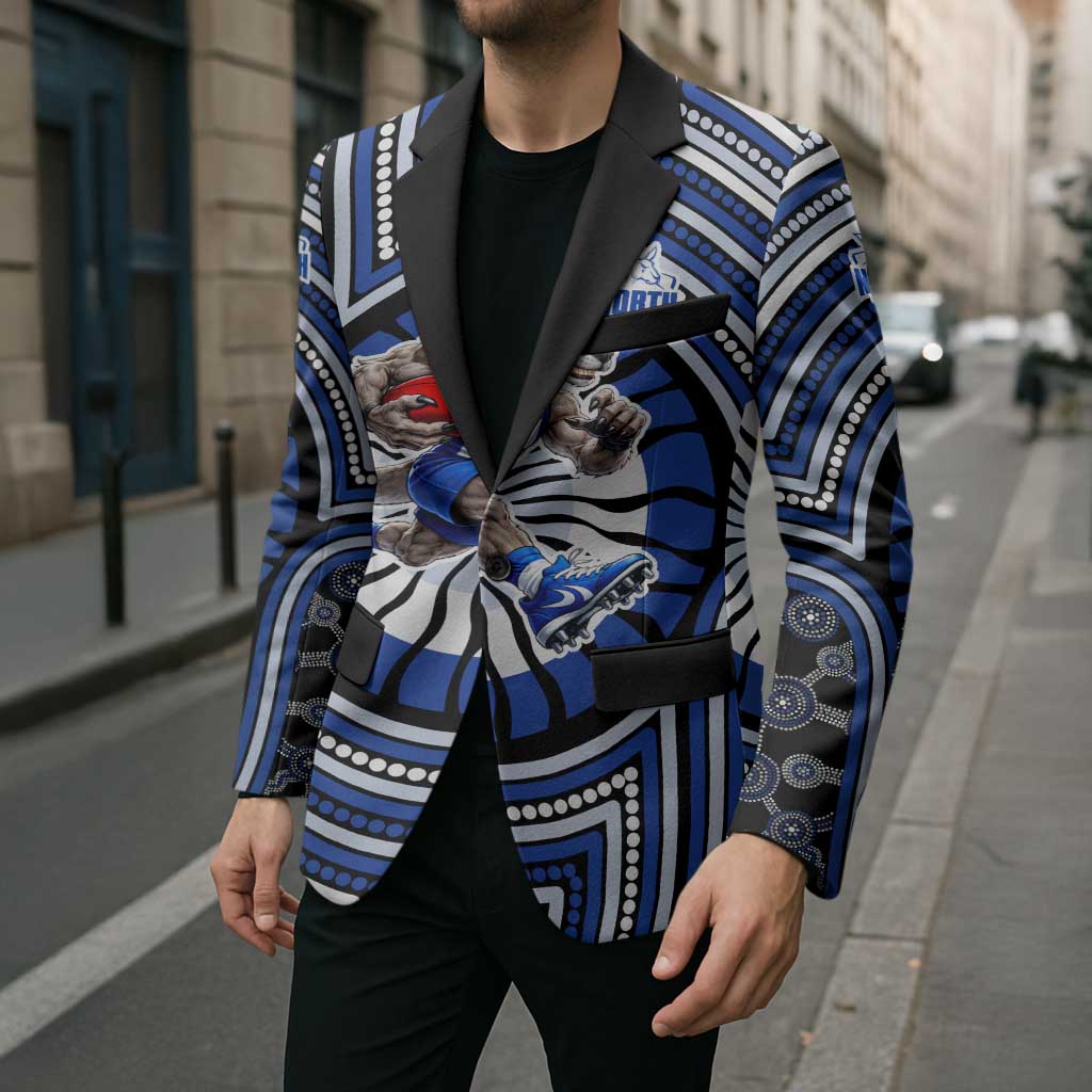 North Melbourne Kangaroos Blazer Indigenous Monochrome Dot Art Mascot Style