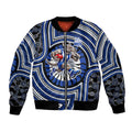 North Melbourne Kangaroos Bomber Jacket Indigenous Monochrome Dot Art Mascot Style
