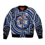 North Melbourne Kangaroos Bomber Jacket Indigenous Monochrome Dot Art Mascot Style