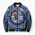 North Melbourne Kangaroos Bomber Puffer Jacket Indigenous Monochrome Dot Art Mascot Style