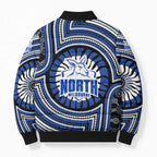 North Melbourne Kangaroos Bomber Puffer Jacket Indigenous Monochrome Dot Art Mascot Style