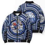 North Melbourne Kangaroos Bomber Puffer Jacket Indigenous Monochrome Dot Art Mascot Style