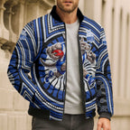 North Melbourne Kangaroos Bomber Puffer Jacket Indigenous Monochrome Dot Art Mascot Style