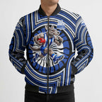 North Melbourne Kangaroos Bomber Puffer Jacket Indigenous Monochrome Dot Art Mascot Style