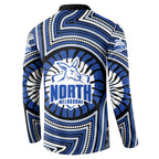 North Melbourne Kangaroos Button Sweatshirt Indigenous Monochrome Dot Art Mascot Style
