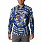 North Melbourne Kangaroos Button Sweatshirt Indigenous Monochrome Dot Art Mascot Style
