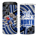 North Melbourne Kangaroos 4 in 1 Can Cooler Tumbler Indigenous Monochrome Dot Art Mascot Style