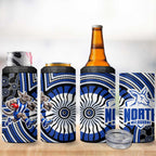North Melbourne Kangaroos 4 in 1 Can Cooler Tumbler Indigenous Monochrome Dot Art Mascot Style
