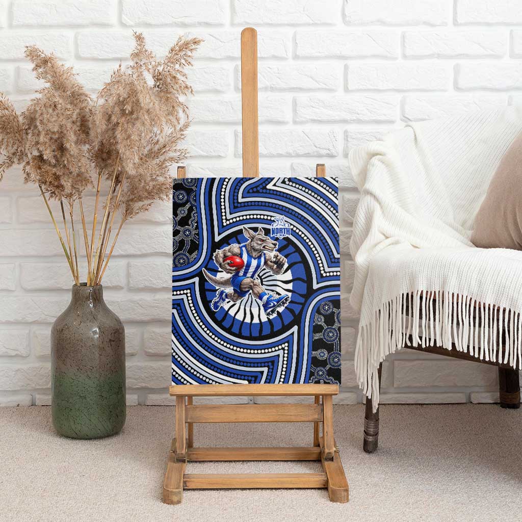 North Melbourne Kangaroos Canvas Wall Art Indigenous Monochrome Dot Art Mascot Style