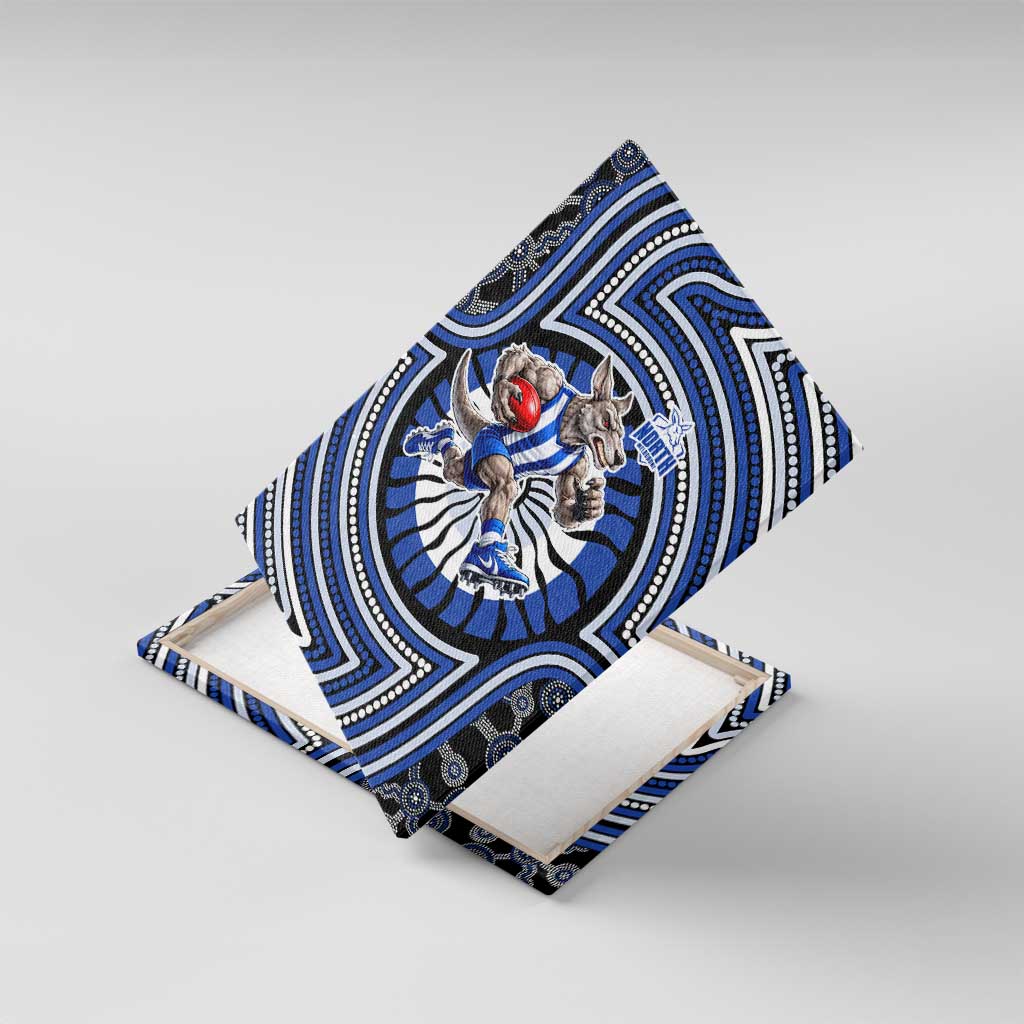 North Melbourne Kangaroos Canvas Wall Art Indigenous Monochrome Dot Art Mascot Style
