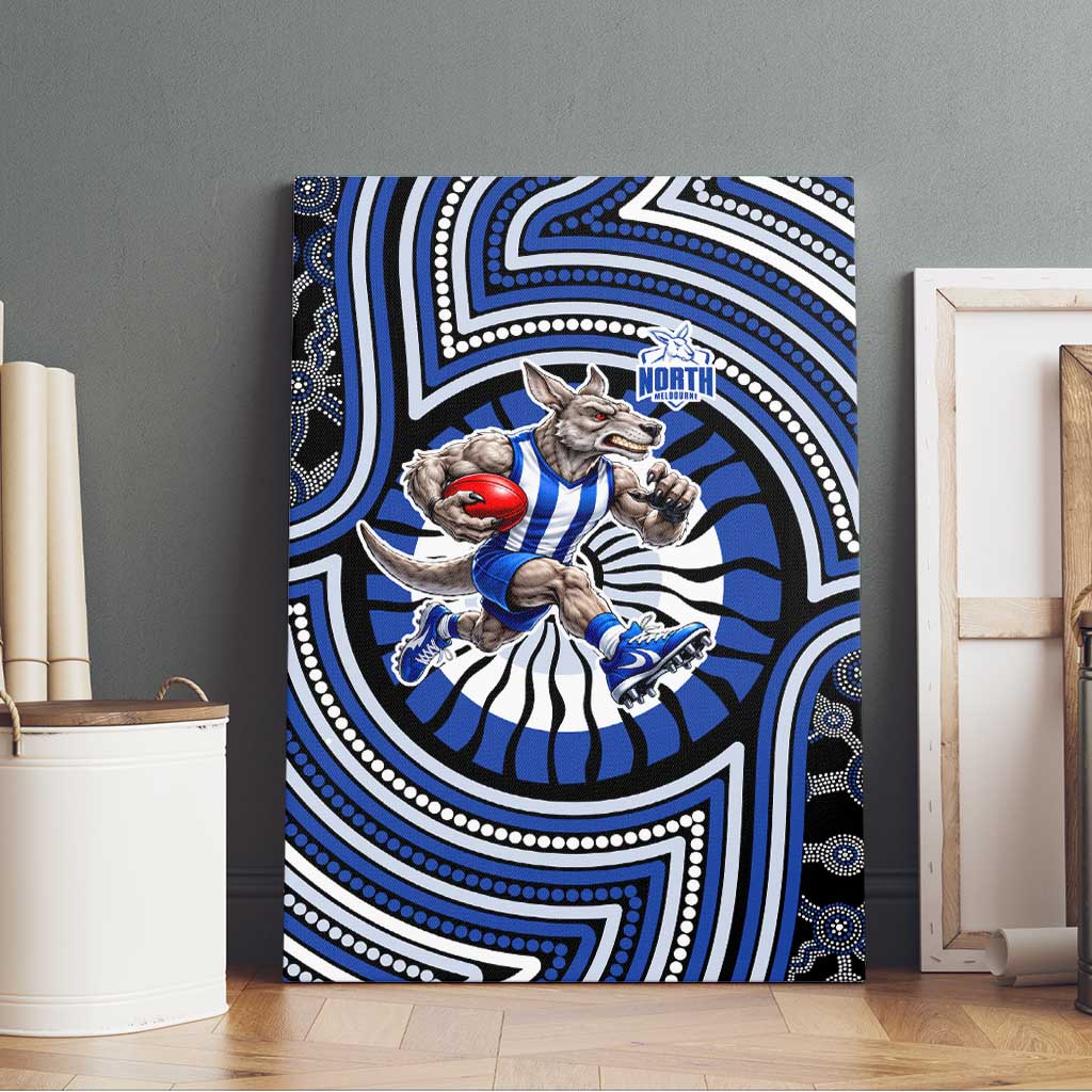 North Melbourne Kangaroos Canvas Wall Art Indigenous Monochrome Dot Art Mascot Style