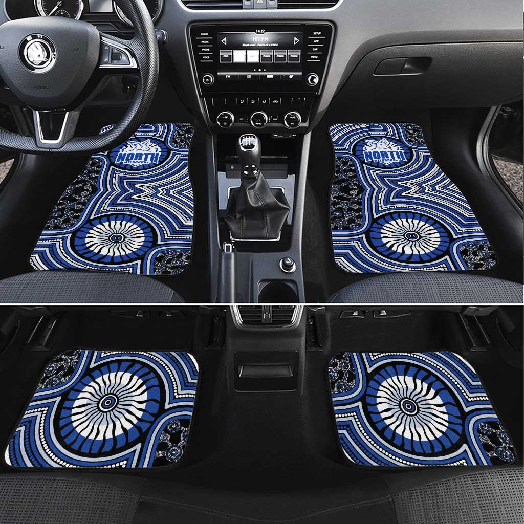 North Melbourne Kangaroos Car Mats Indigenous Monochrome Dot Art Mascot Style
