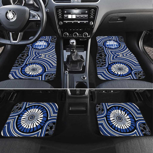 North Melbourne Kangaroos Car Mats Indigenous Monochrome Dot Art Mascot Style