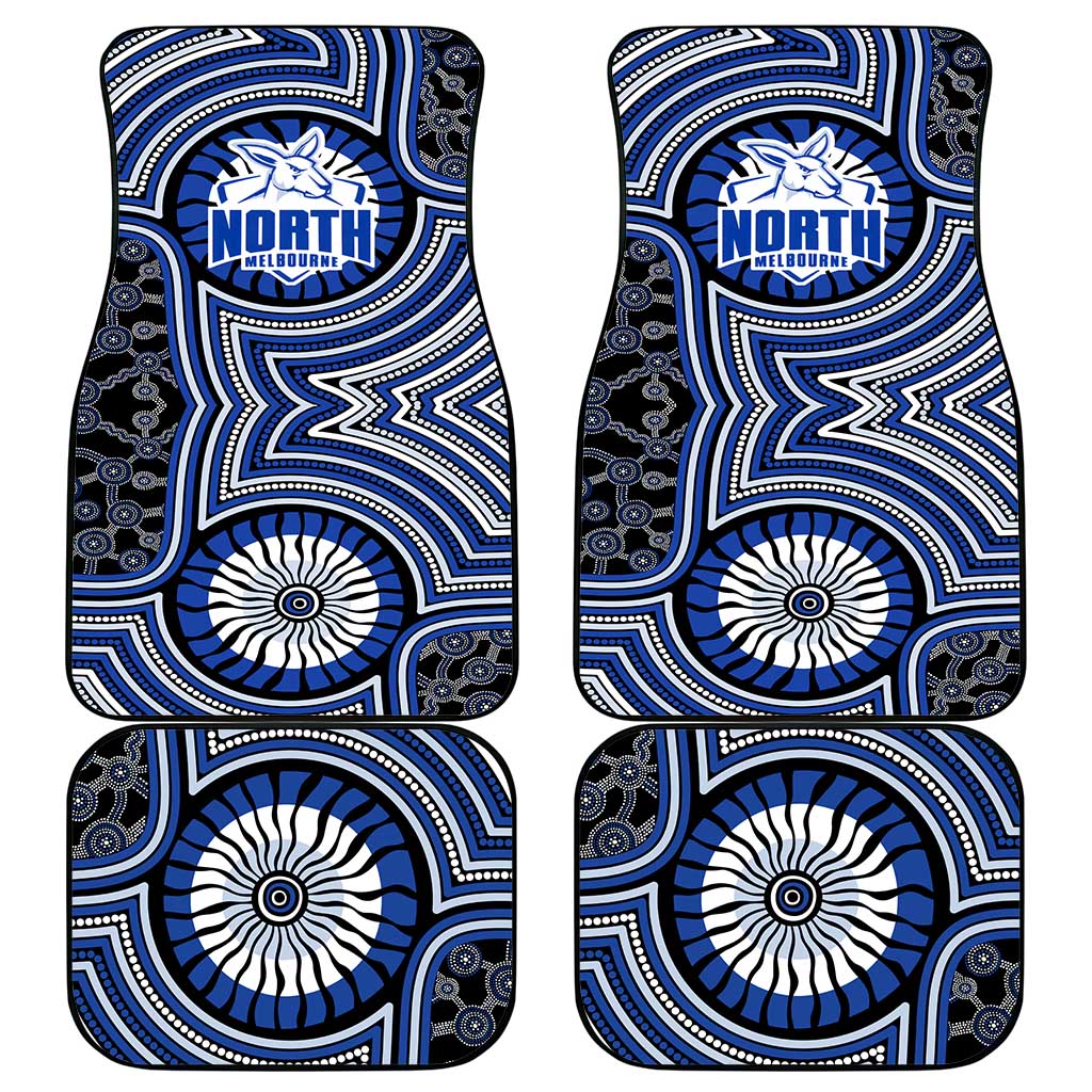 North Melbourne Kangaroos Car Mats Indigenous Monochrome Dot Art Mascot Style