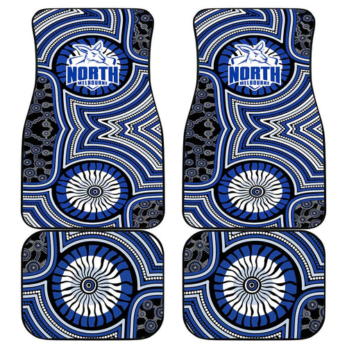 North Melbourne Kangaroos Car Mats Indigenous Monochrome Dot Art Mascot Style