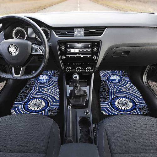 North Melbourne Kangaroos Car Mats Indigenous Monochrome Dot Art Mascot Style
