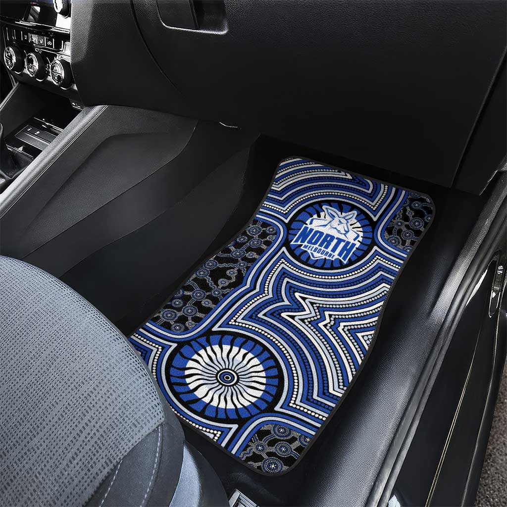 North Melbourne Kangaroos Car Mats Indigenous Monochrome Dot Art Mascot Style