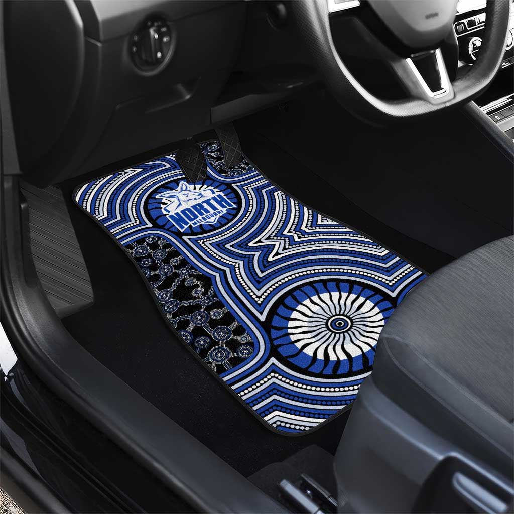 North Melbourne Kangaroos Car Mats Indigenous Monochrome Dot Art Mascot Style