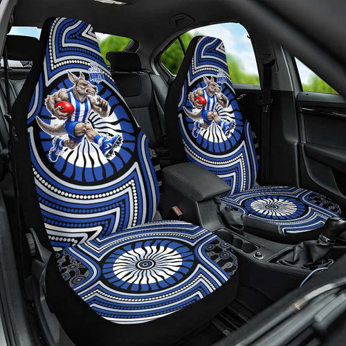 North Melbourne Kangaroos Car Seat Cover Indigenous Monochrome Dot Art Mascot Style