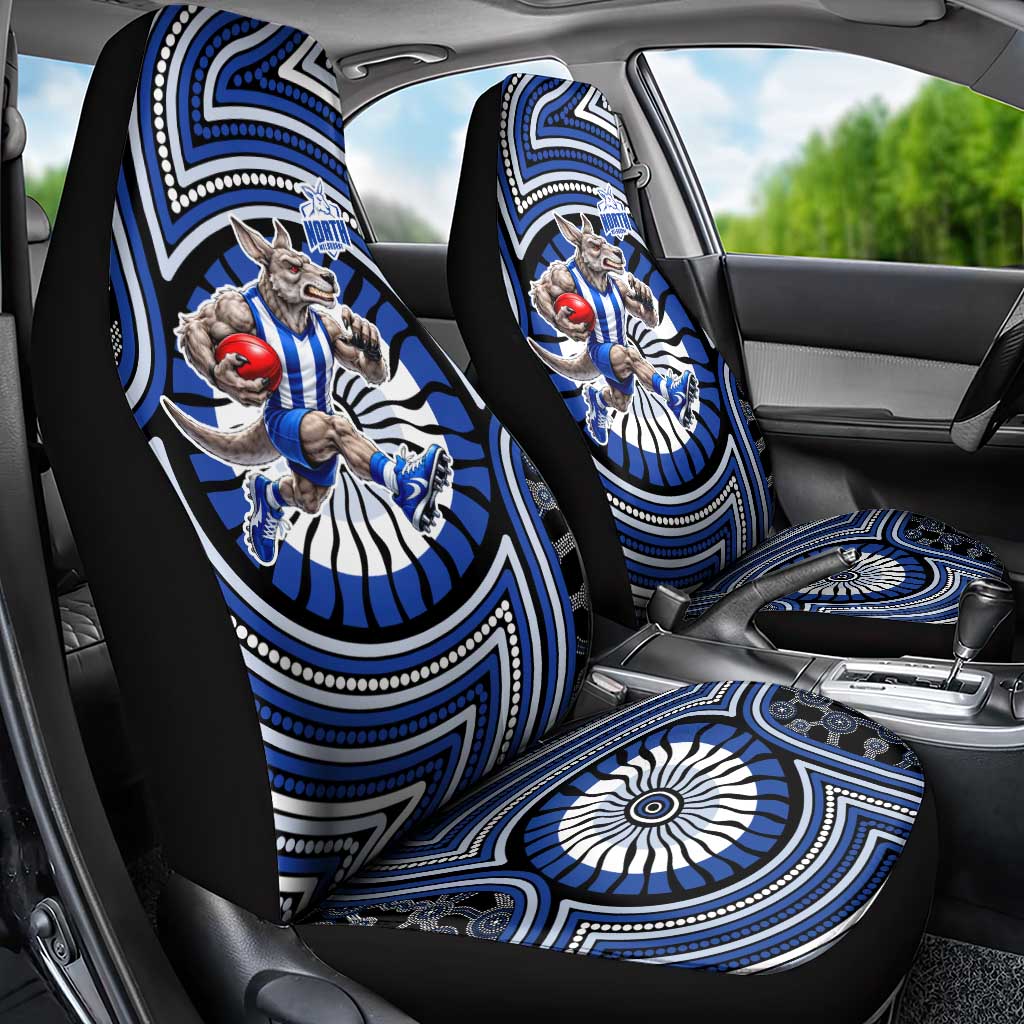 North Melbourne Kangaroos Car Seat Cover Indigenous Monochrome Dot Art Mascot Style