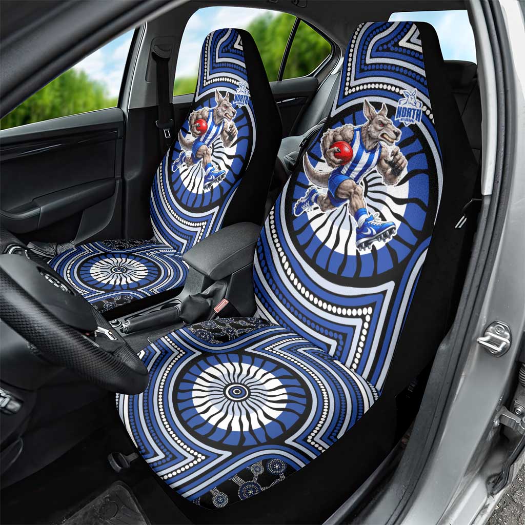 North Melbourne Kangaroos Car Seat Cover Indigenous Monochrome Dot Art Mascot Style