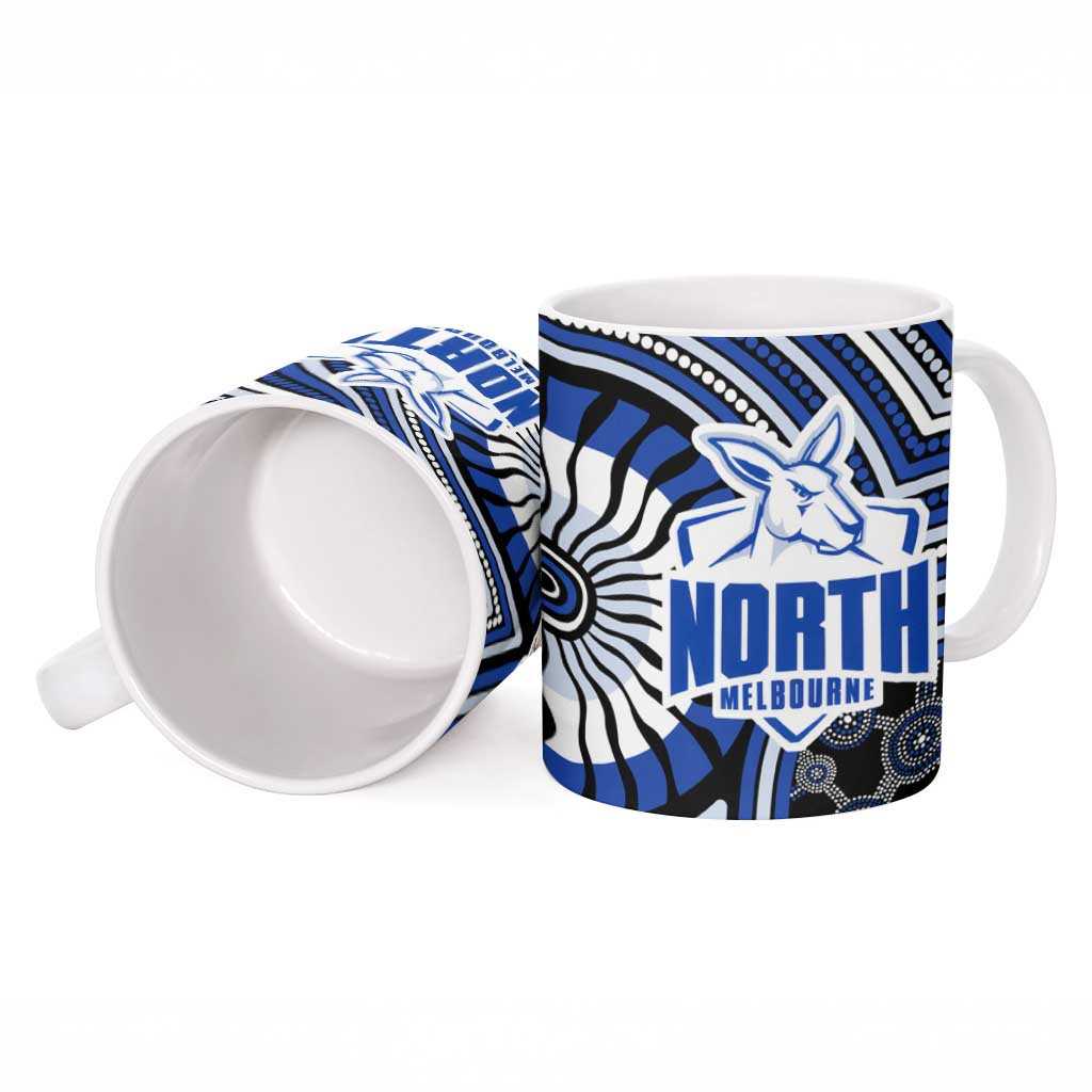 North Melbourne Kangaroos Ceramic Mug Indigenous Monochrome Dot Art Mascot Style