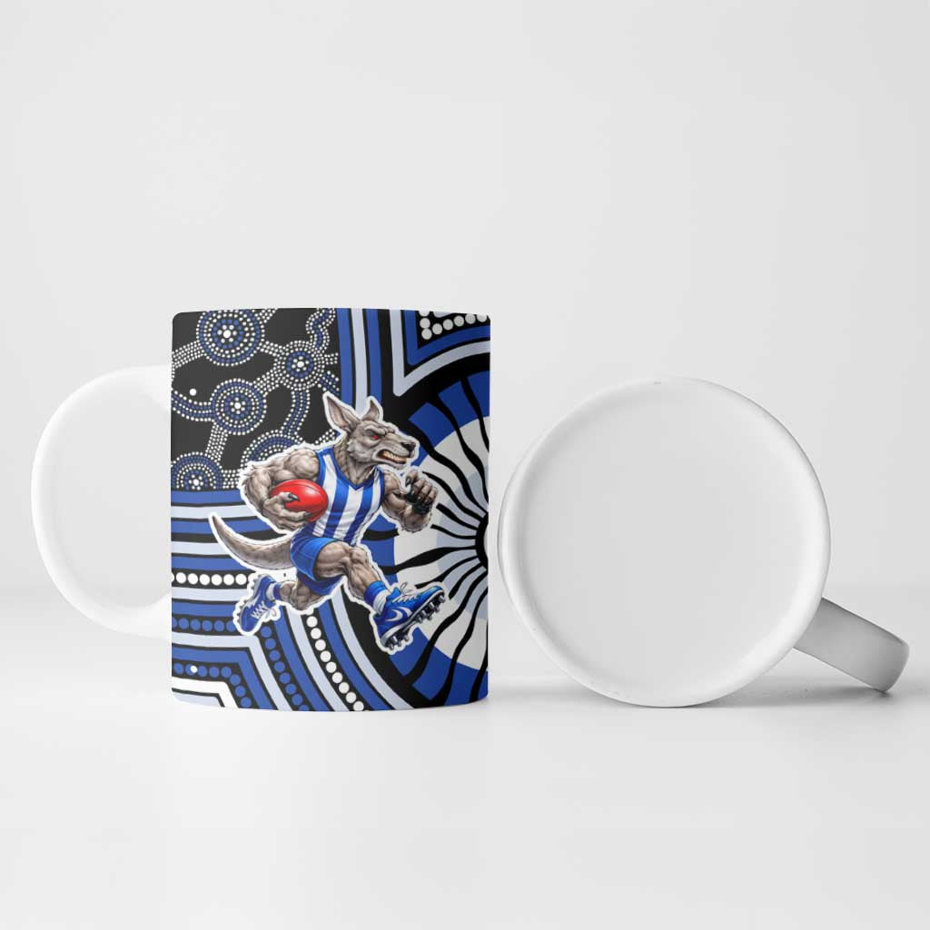 North Melbourne Kangaroos Ceramic Mug Indigenous Monochrome Dot Art Mascot Style