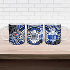 North Melbourne Kangaroos Ceramic Mug Indigenous Monochrome Dot Art Mascot Style