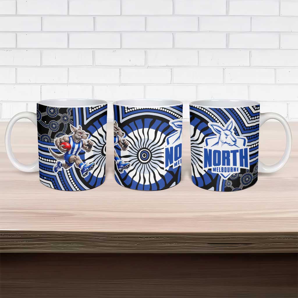 North Melbourne Kangaroos Ceramic Mug Indigenous Monochrome Dot Art Mascot Style