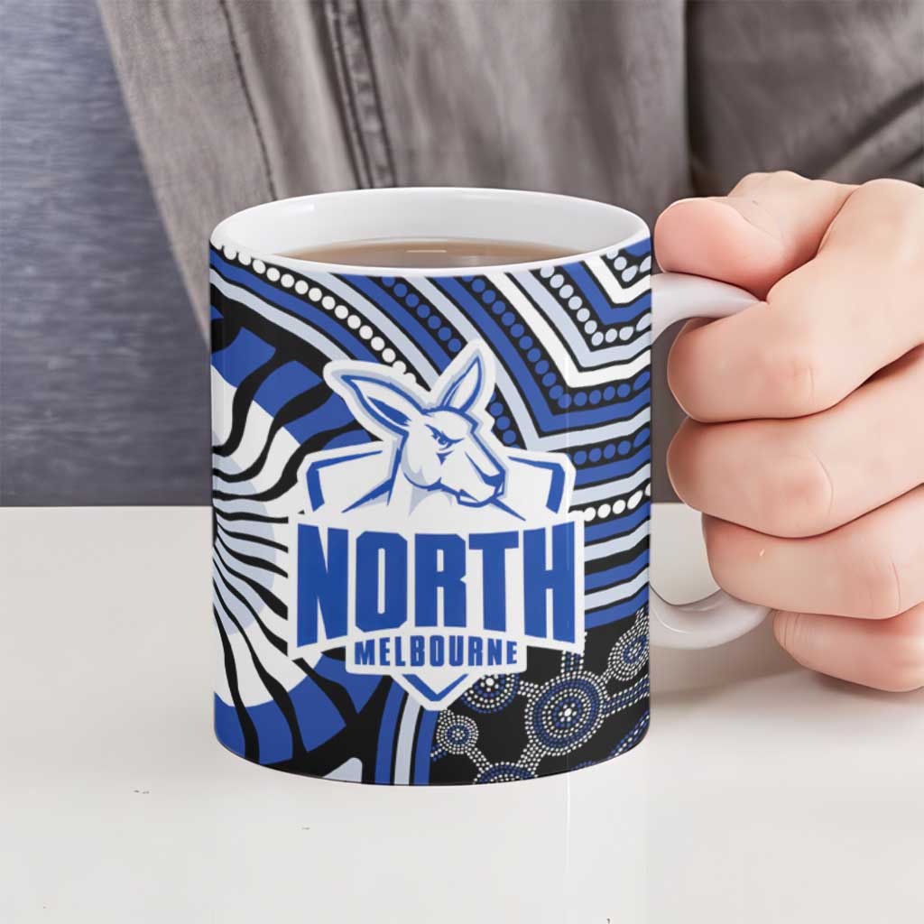 North Melbourne Kangaroos Ceramic Mug Indigenous Monochrome Dot Art Mascot Style