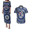 North Melbourne Kangaroos Couples Matching Puletasi and Hawaiian Shirt Indigenous Monochrome Dot Art Mascot Style