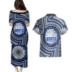 North Melbourne Kangaroos Couples Matching Puletasi and Hawaiian Shirt Indigenous Monochrome Dot Art Mascot Style