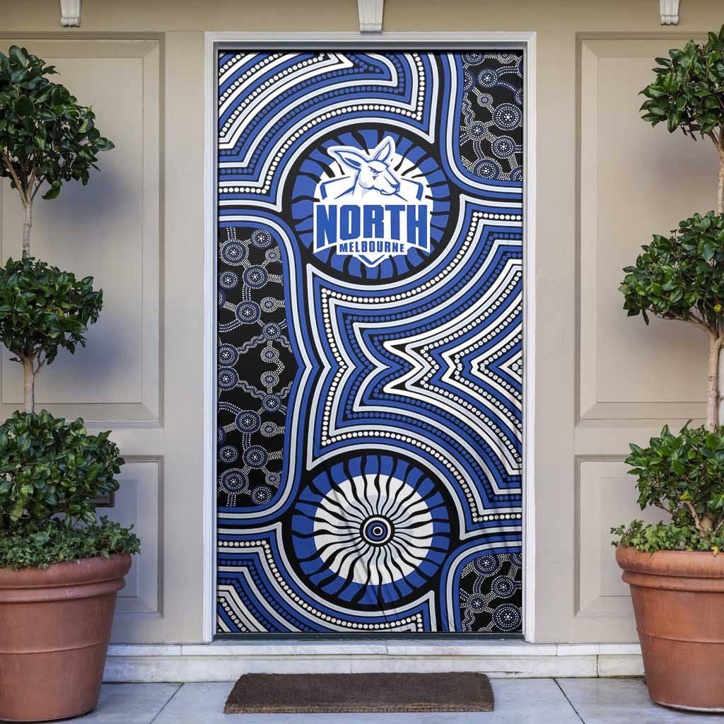 North Melbourne Kangaroos Door Cover Indigenous Monochrome Dot Art Mascot Style