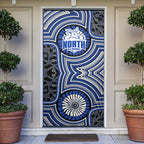 North Melbourne Kangaroos Door Cover Indigenous Monochrome Dot Art Mascot Style