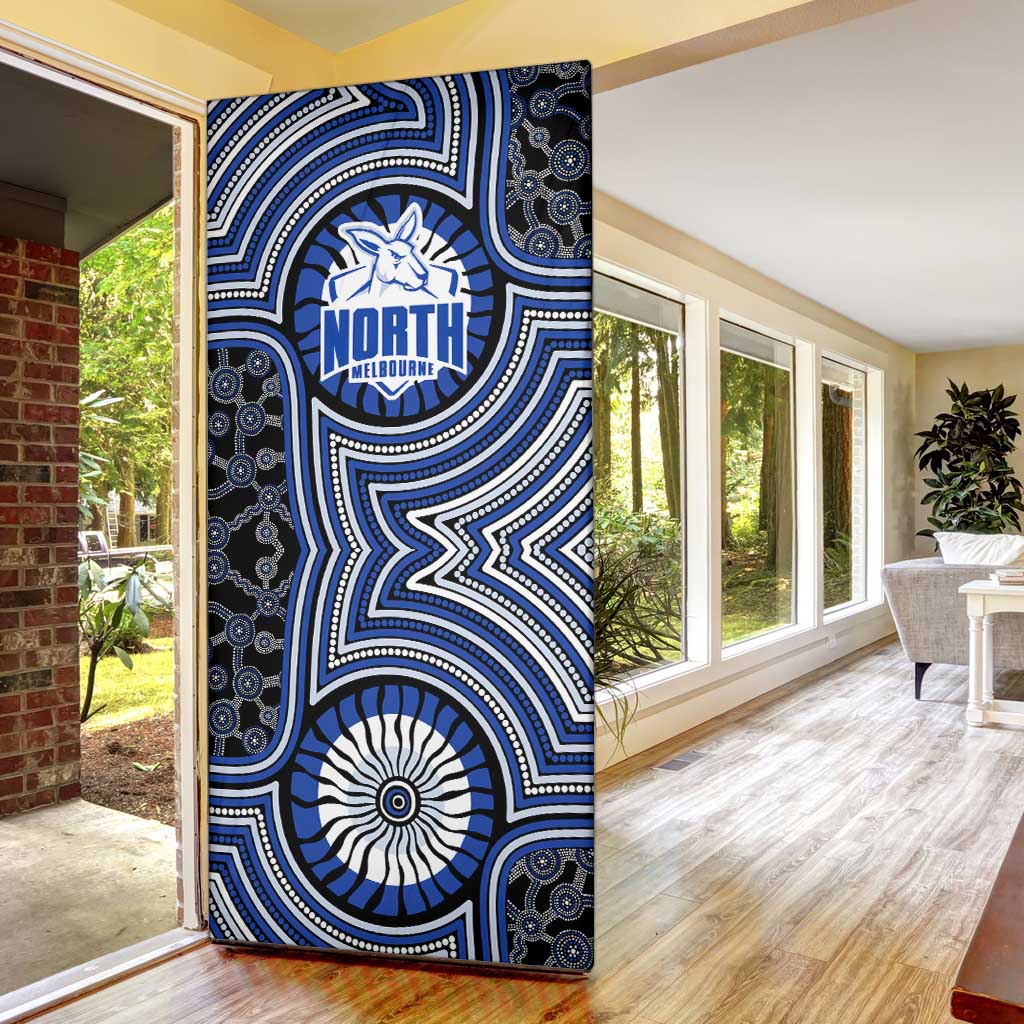 North Melbourne Kangaroos Door Cover Indigenous Monochrome Dot Art Mascot Style