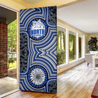North Melbourne Kangaroos Door Cover Indigenous Monochrome Dot Art Mascot Style