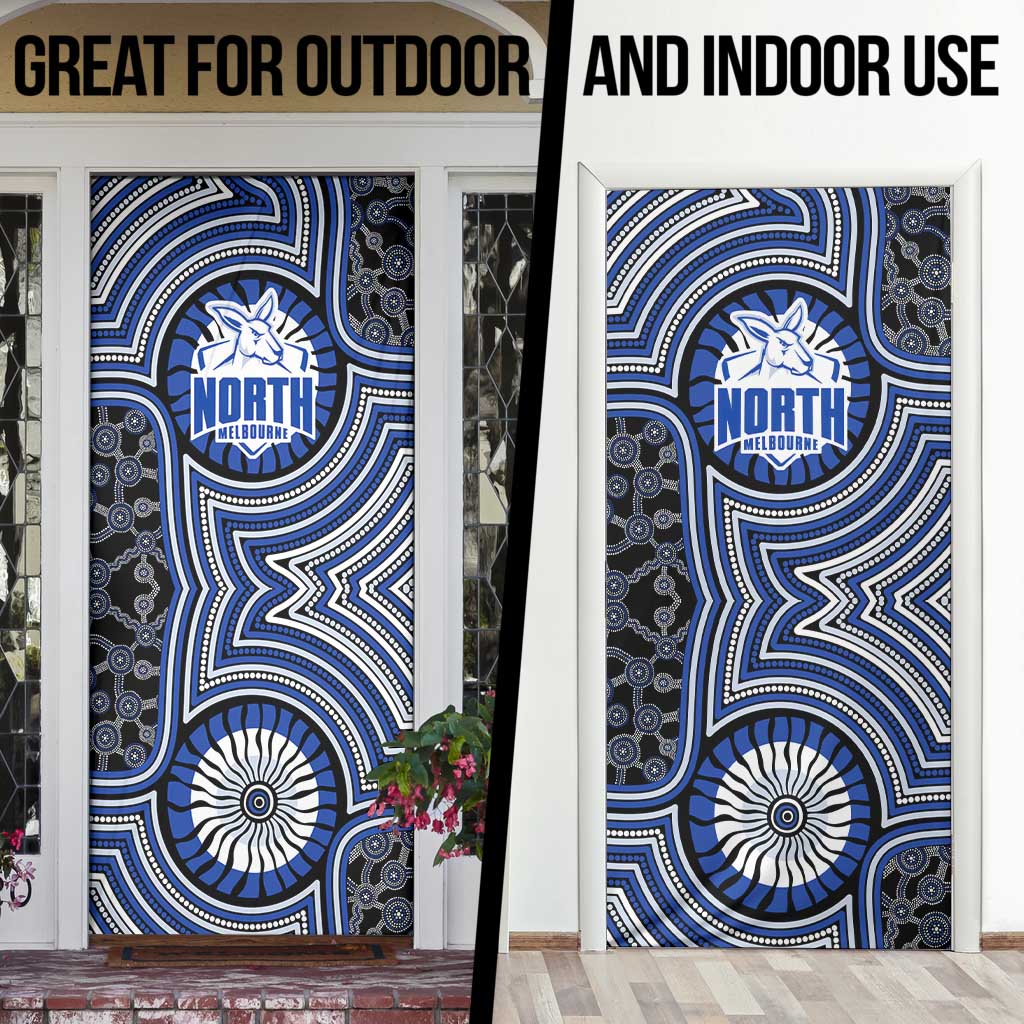 North Melbourne Kangaroos Door Cover Indigenous Monochrome Dot Art Mascot Style