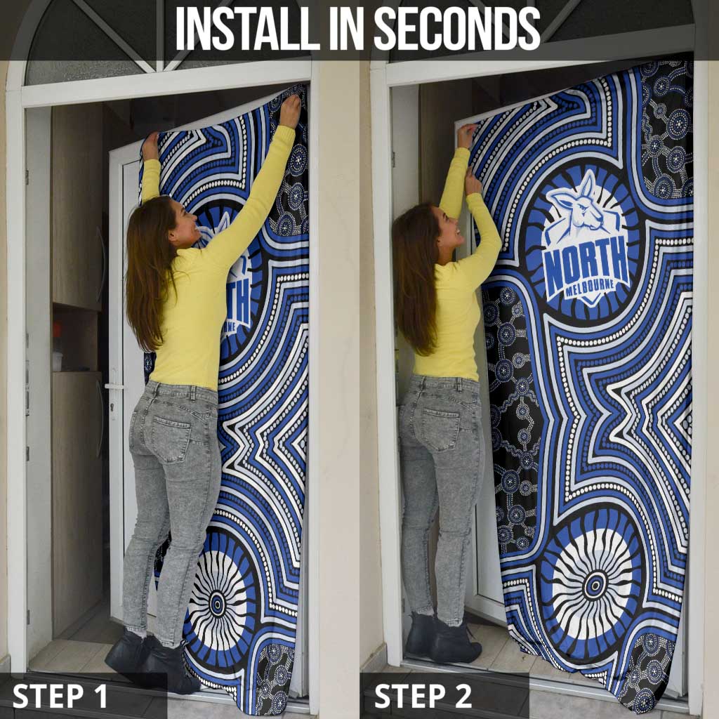 North Melbourne Kangaroos Door Cover Indigenous Monochrome Dot Art Mascot Style