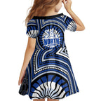 North Melbourne Kangaroos Family Matching Mermaid Dress and Hawaiian Shirt Indigenous Monochrome Dot Art Mascot Style