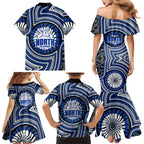 North Melbourne Kangaroos Family Matching Mermaid Dress and Hawaiian Shirt Indigenous Monochrome Dot Art Mascot Style